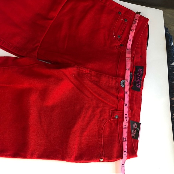 Miss Kitty Couture Red Capri Jeans Size 13 - Picture 7 of 15
